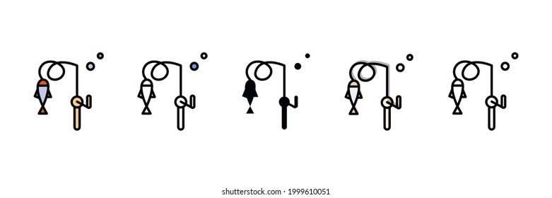 fishing set vector type icon