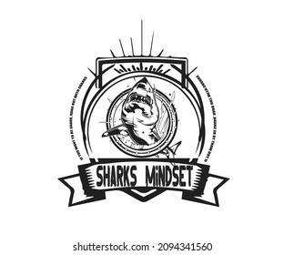 fishing shark of strong t shirt design for business