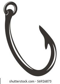 Fishing sharp hook, vector illustration.