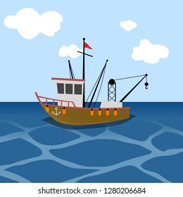 fishing ship or boat at sea 