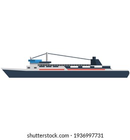 Vector de embarcaciones de pesca. Icono del buque de pesca marina plano aislado en fondo blanco. Transporte marítimo o marítimo