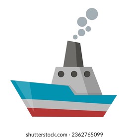 fishing ship flat vector illustration modern design isolated on white background