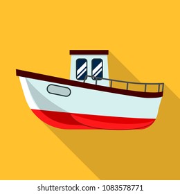 Fishing ship icon. Flat illustration of fishing ship vector icon for web design