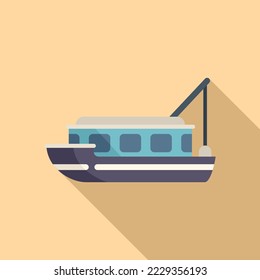 Fishing ship icon flat vector. Sea fish. Vessel boat