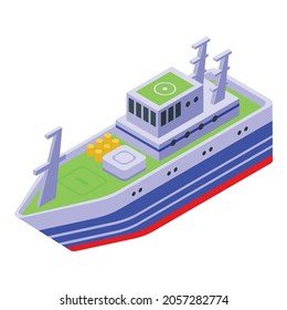 Fishing ship icon. Isometric of fishing ship vector icon for web design isolated on white background