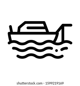 Fishing Ship Icon Vector. Outline Fishing Ship Sign. Isolated Contour Symbol Illustration