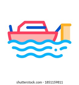 Fishing Ship Icon Vector. Outline Fishing Ship Sign. Isolated Contour Symbol Illustration