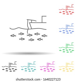 fishing from the ship multi color style icon. Simple thin line, outline vector of fish production icons for ui and ux, website or mobile application