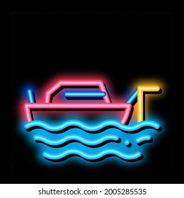Fishing Ship neon light sign vector. Glowing bright icon Fishing Ship sign. transparent symbol illustration