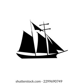 Fishing ship vector illustration black and white