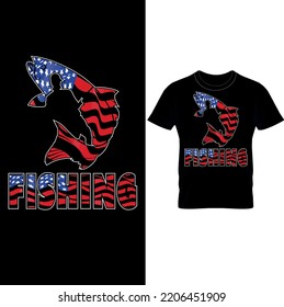 FISHING T– Shirt Design,Bass Fishing Shirt, American Fishing Tshirt,Fisherman Gifts, Patriotic American Flag Bass Fishing T-Shirt- Printable Sublimation Design.