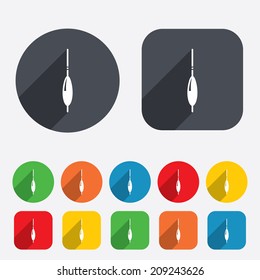 Fishing sign icon. Float bobber symbol. Fishing tackle. Circles and rounded squares 12 buttons. Vector