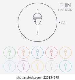 Fishing sign icon. Float bobber symbol. Fishing tackle. Thin line circle web icons with outline. Vector