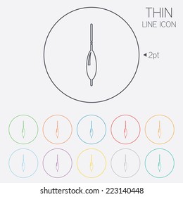 Fishing sign icon. Float bobber symbol. Fishing tackle. Thin line circle web icons with outline. Vector