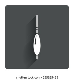 Fishing sign icon. Float bobber symbol. Fishing tackle. Gray flat square button with shadow. Modern UI website navigation. Vector
