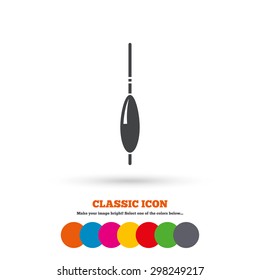 Fishing sign icon. Float bobber symbol. Fishing tackle. Classic flat icon. Colored circles. Vector