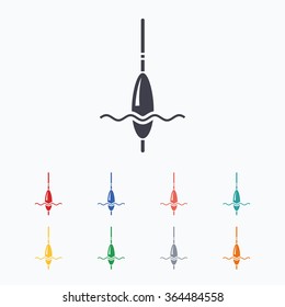 Fishing sign icon. Float bobber symbol. Fishing tackle. Colored flat icons on white background.