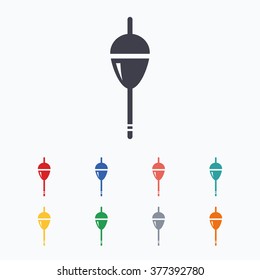 Fishing sign icon. Float bobber symbol. Fishing tackle. Colored flat icons on white background.