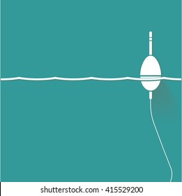 Fishing sign icon. Float bobber symbol. Fishing tackle. Square button with shadow.  Card fishing.  Vector image.