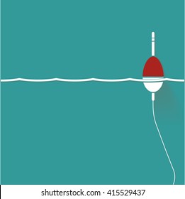 Fishing sign icon. Float bobber symbol. Fishing tackle. Square button with shadow.  Card fishing.  Vector image.