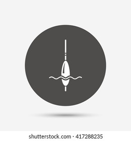 Fishing sign icon. Float bobber symbol. Fishing tackle. Gray circle button with icon. Vector