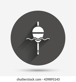 Fishing sign icon. Float bobber symbol. Fishing tackle. Circle flat button with shadow. Vector