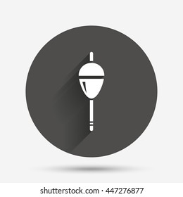 Fishing sign icon. Float bobber symbol. Fishing tackle. Circle flat button with shadow. Vector