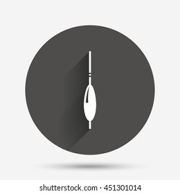 Fishing sign icon. Float bobber symbol. Fishing tackle. Circle flat button with shadow. Vector