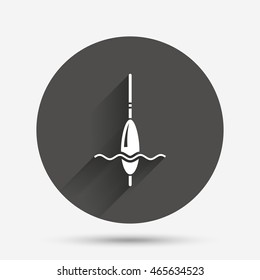 Fishing sign icon. Float bobber symbol. Fishing tackle. Circle flat button with shadow. Vector