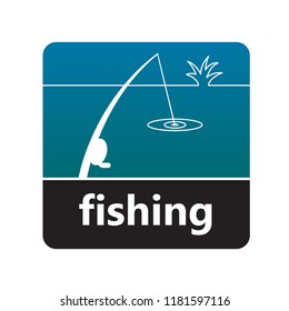 Fishing sign with label for print and digital content