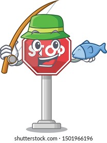 Fishing sign stop with the mascot shape