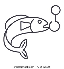 fishing sign vector line icon, sign, illustration on background, editable strokes