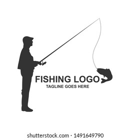 Fishing Silhouette Logo Design Vector Illustration Stock Vector ...