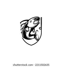 fishing silhouette logo template vector
