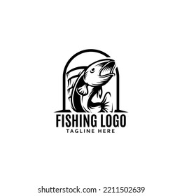 Fishing Silhouette Logo Template Vector Stock Vector (Royalty Free ...