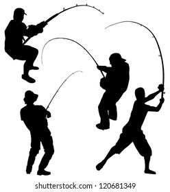 Fishing Silhouette on white background