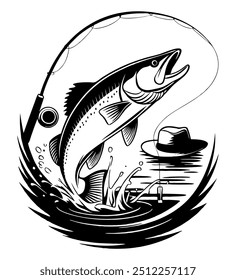 fishing silhouette  vector art image 