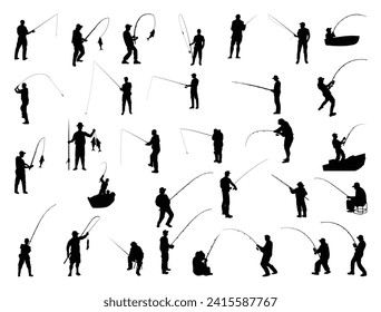 Fishing silhouette vector art white background