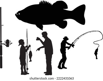 fishing silhouette vector. fish silhouette vector.