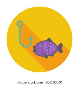 Fishing. Single flat color icon. Vector illustration.