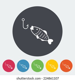 Fishing. Single flat icon on the circle. Vector illustration.