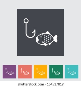 Fishing. Single flat icon. Vector illustration.