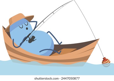 Fishing Snoozing Potato Clipart Vector