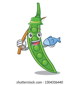 Fishing snow pea in a cartoon basket