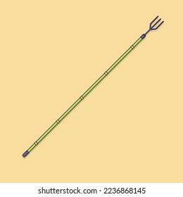 Fishing Spear Vector Icon Illustration. Fishing Equipment Vector. Flat Cartoon Style Suitable for Web Landing Page, Banner, Flyer, Sticker, Wallpaper, Background