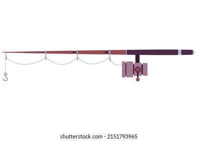 Fishing spinning rod vector cartoon illustration isolated on a white background.