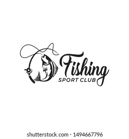 Fishing Sport Club Logo Vector , Retro fishing club vector badges, labels, logos, emblems