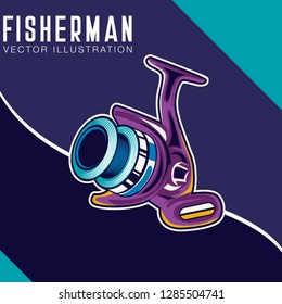 Fishing sport or fisherman hobby cartoon poster