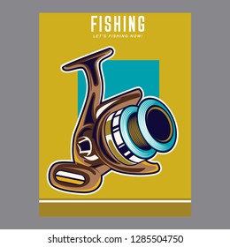 Fishing sport or fisherman hobby cartoon poster