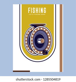 Fishing sport or fisherman hobby cartoon poster